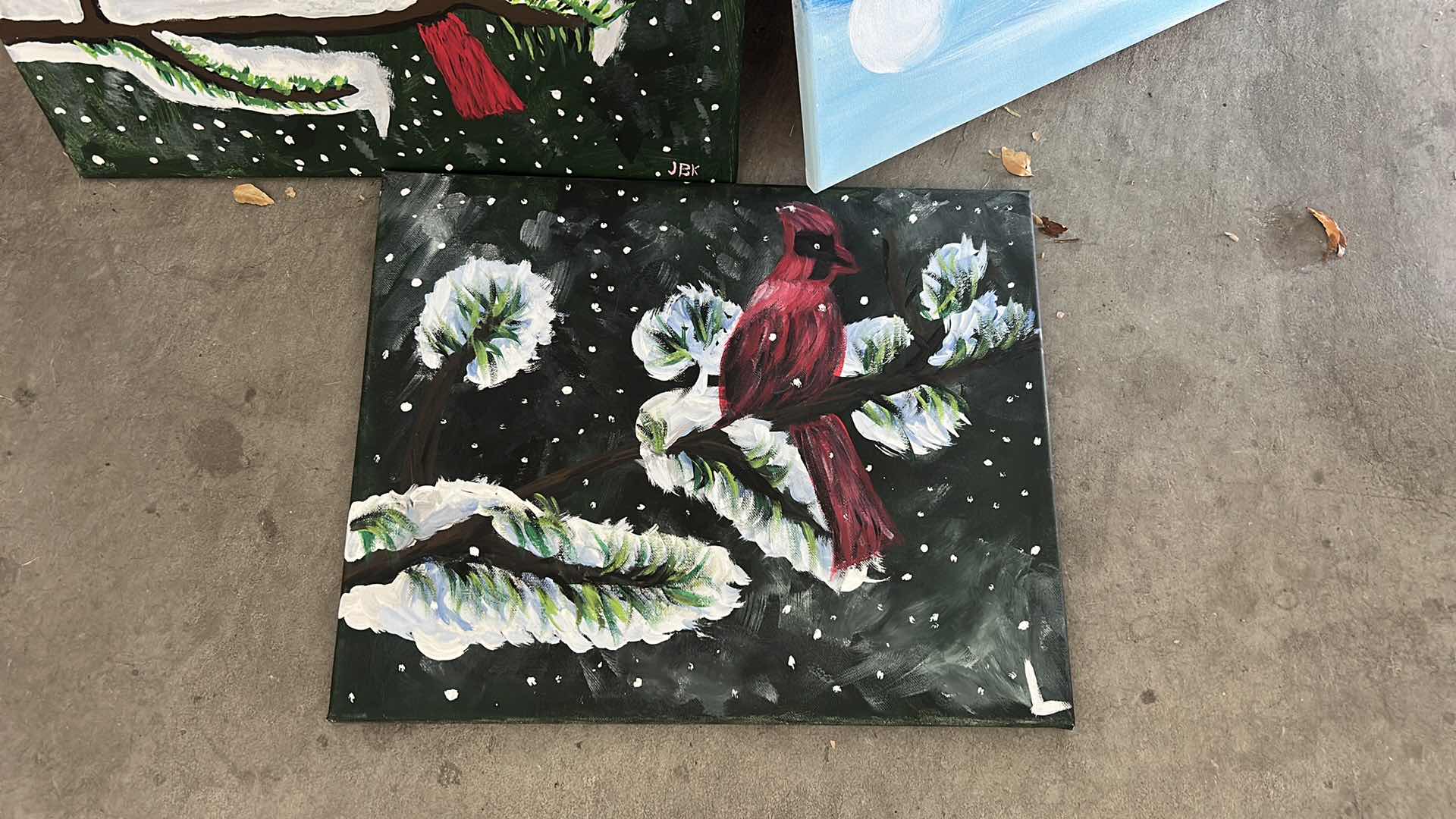 Photo 1 of ARTWORK ON CANVAS AND CHRISTMAS WRAPPING SUPPLIES