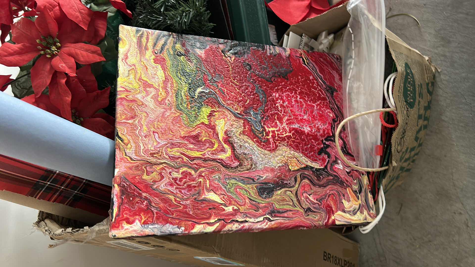 Photo 1 of ARTWORK ON CANVAS AND CHRISTMAS WRAPPING SUPPLIES