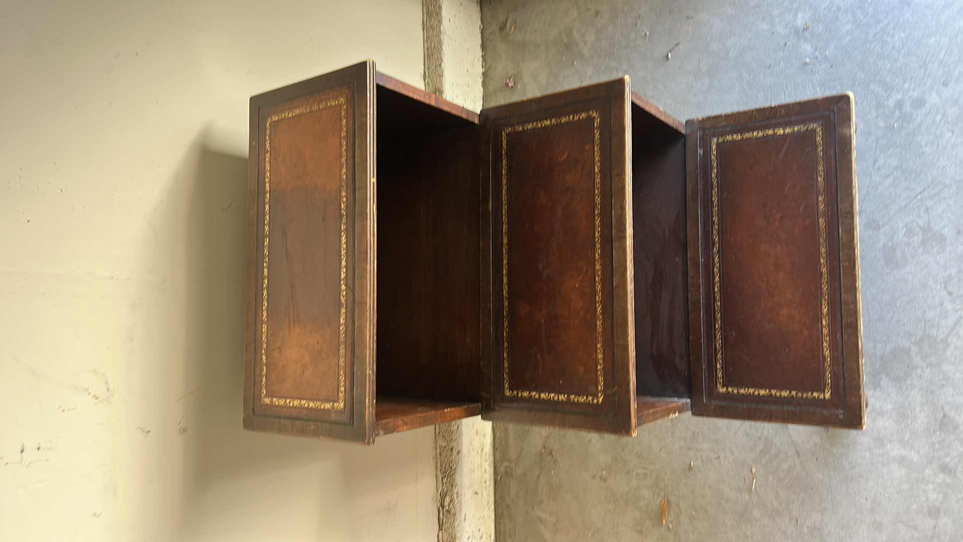Photo 1 of VINTAGE LIBRARY OR BED STEP STOOL FEATURING INLAID LEATHER TOP, AND TURNED LEGS. 18” x 27” x H24”