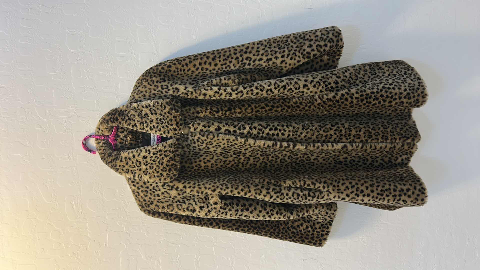 Photo 1 of VINTAGE 1980S FAUX FUR LEOPARD PRINT SWING COAT BY NORM THOMPSON OF PORTLAND, OREGON RETRO GLAM SILHOUETTE PLUS SIZE