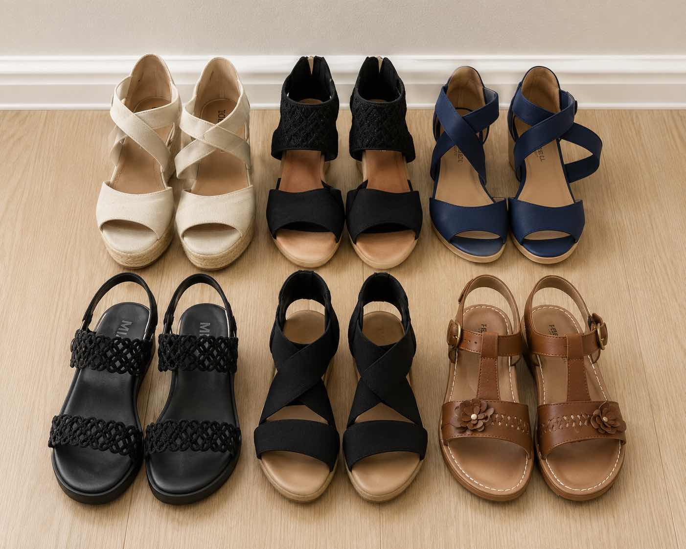 Photo 1 of SIX PAIRS OF SANDAL TYPE SHOES - WOMEN’S SIZE 10