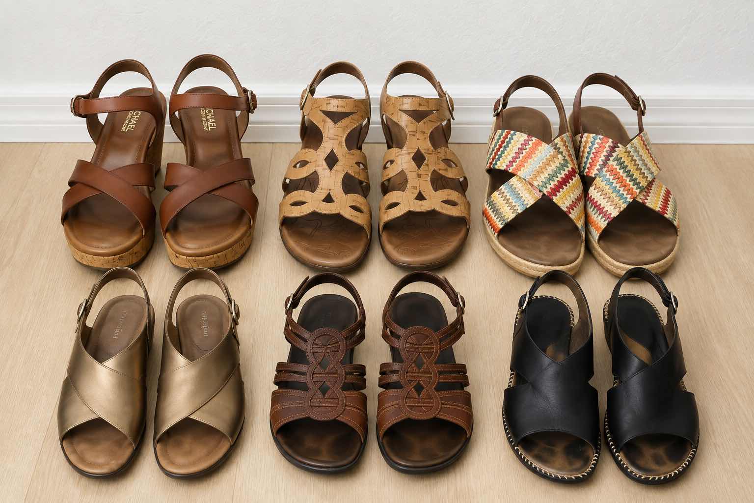 Photo 1 of SIX PAIRS OF SANDAL TYPE SHOES - WOMEN’S SIZE 10