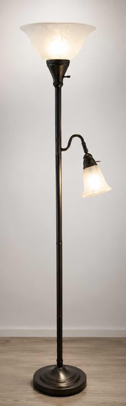 Photo 1 of METAL FLOOR LAMP WITH GLASS SHADES H 6’