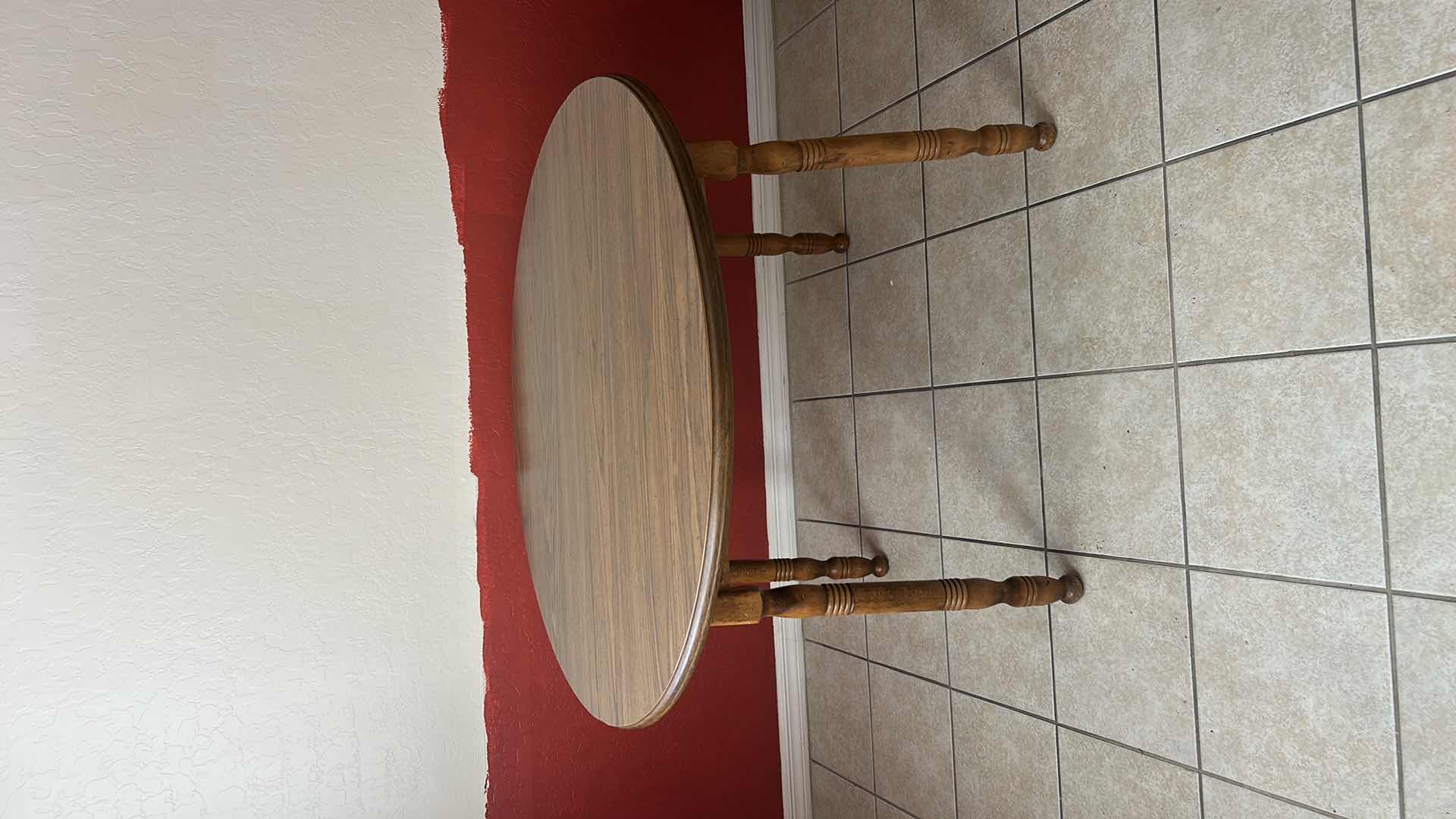 Photo 1 of MID-CENTURY AMERICAN COLONIAL REVIVAL STYLE  OAK / MAPLE ROUND EXTENSION KITCHEN DINING TABLE 42” x H30”