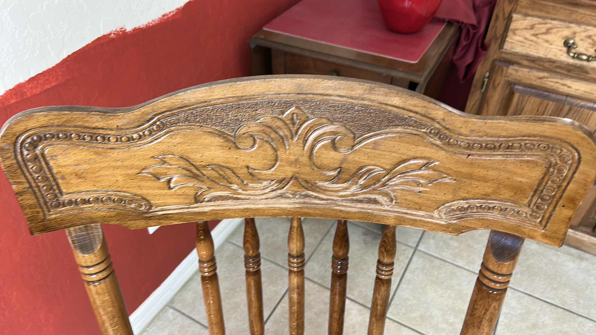 View 5 of HANDCRAFTED, SOLID WOOD PRESS BACK DINING ARMCHAIR, SEAT HEIGHT 17 1/2” OVERALL HEIGHT 40”