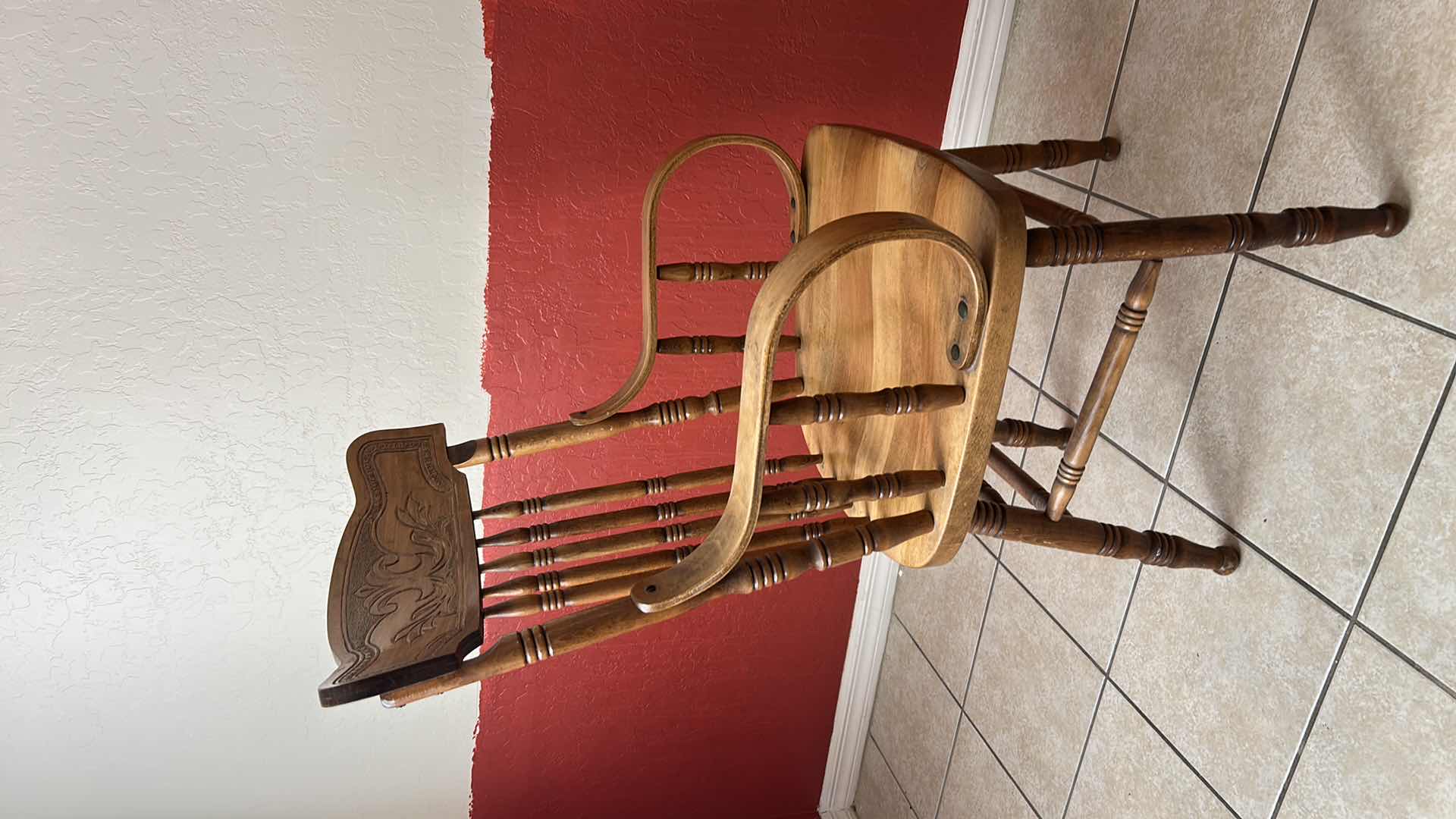 View 3 of HANDCRAFTED, SOLID WOOD PRESS BACK DINING ARMCHAIR, SEAT HEIGHT 17 1/2” OVERALL HEIGHT 40”