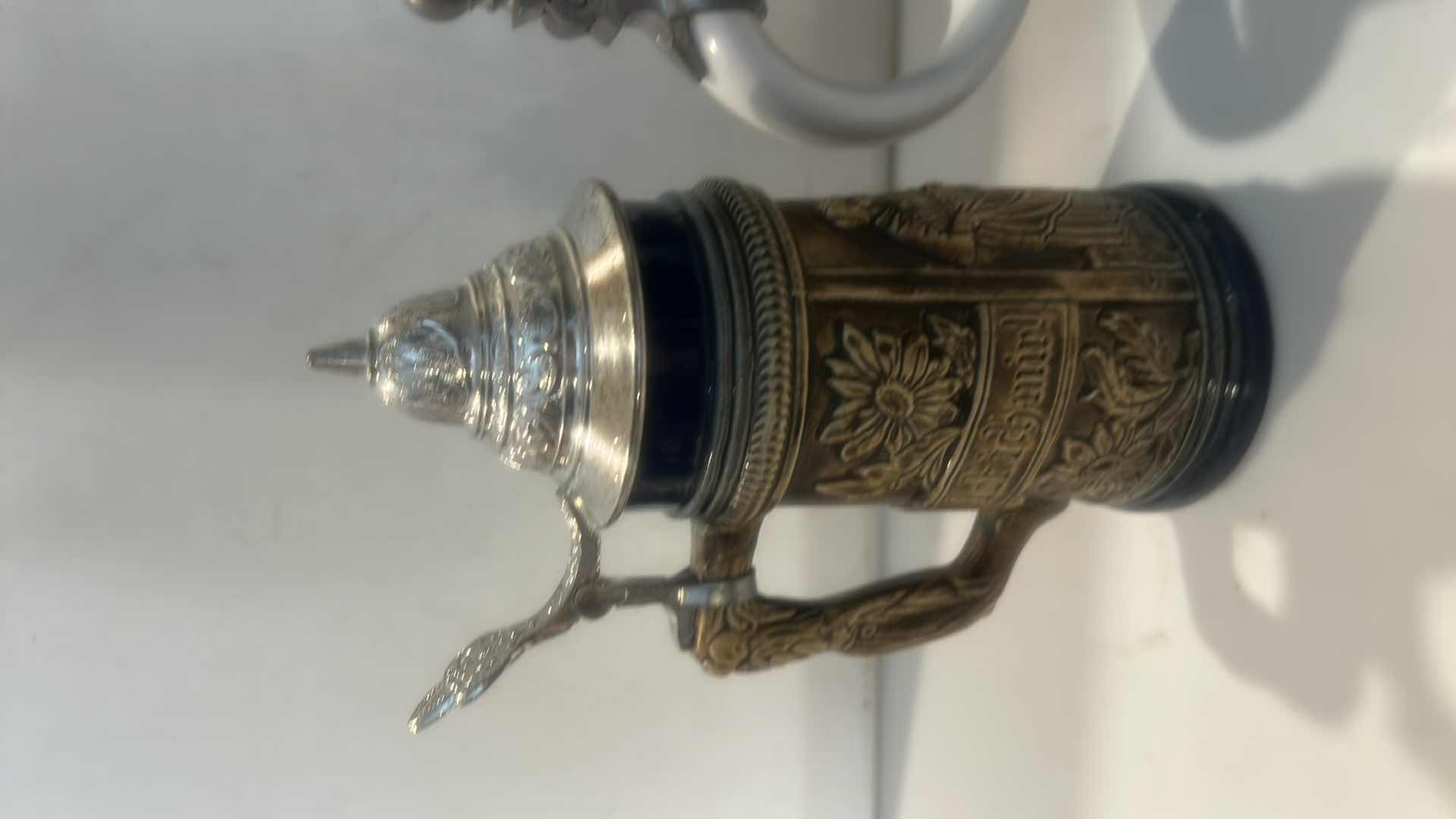 Photo 1 of 2  VINTAGE WEST GERMAN CERAMIC BEER STEINS ( TALLEST H7.5”)
