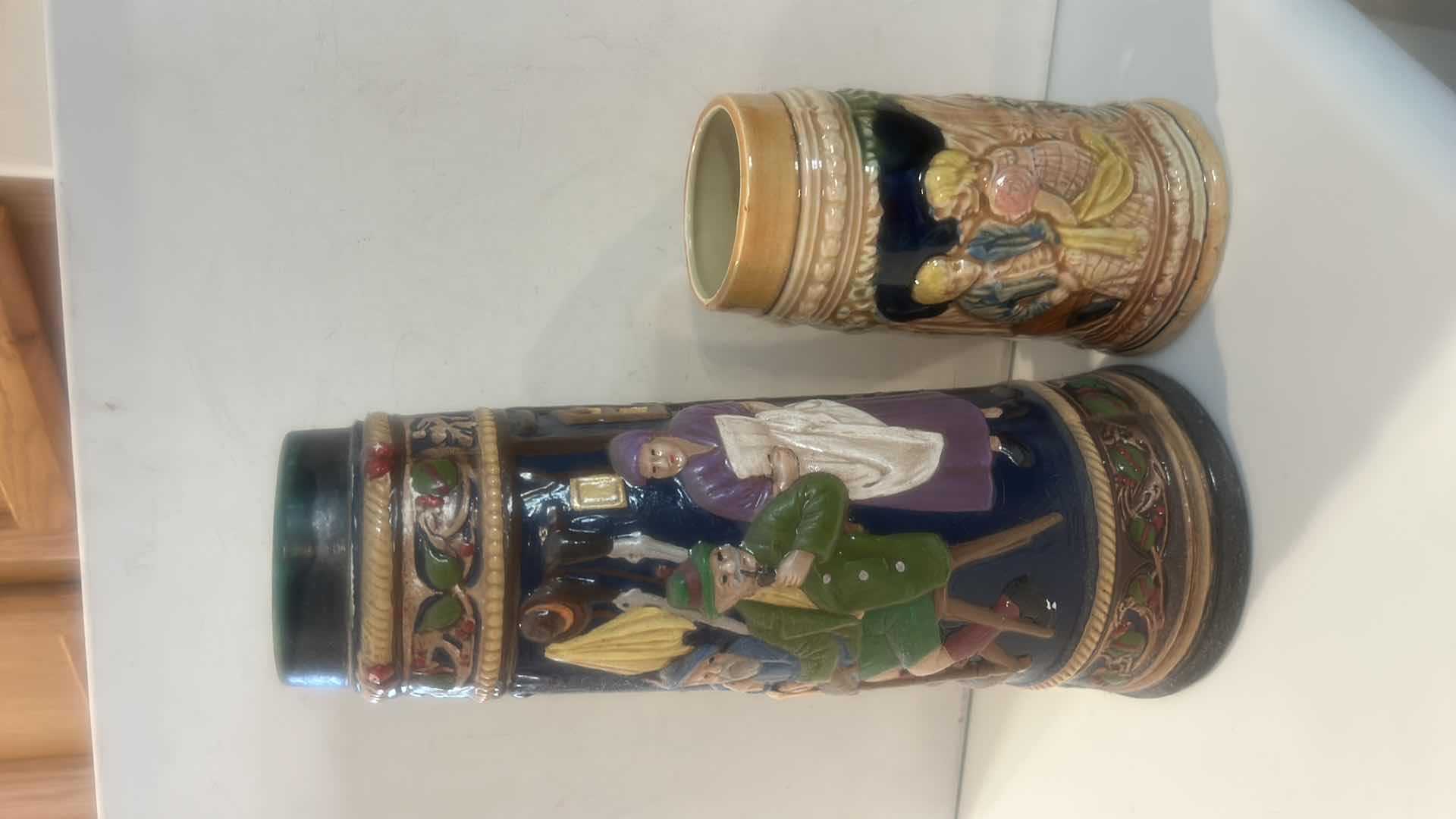 Photo 1 of 2 GERMAN STONEWARE STEINS (TALLEST 12.5”) $60