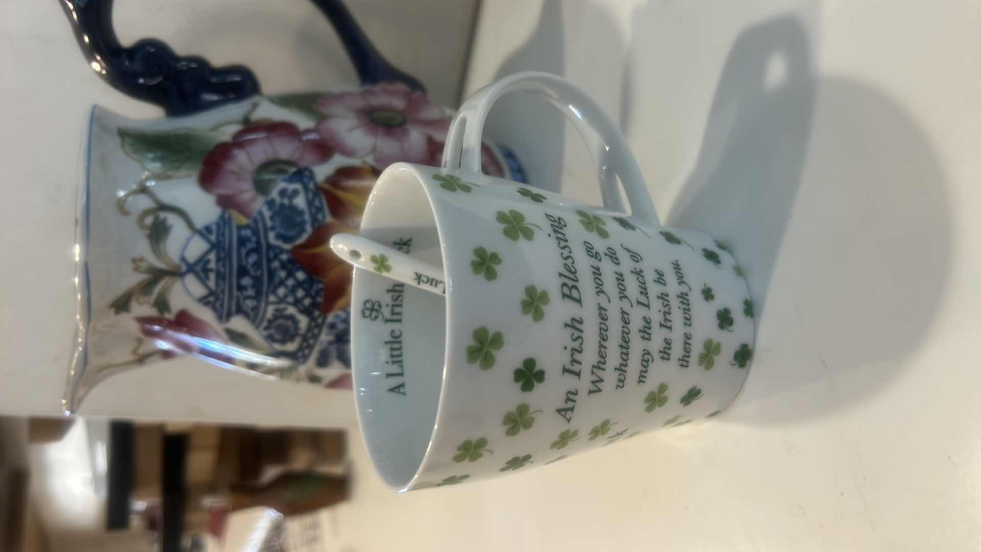Photo 1 of IRISH BLESSING MUG AND SPOON AND 2 PITCHERS TALLEST H7.5”