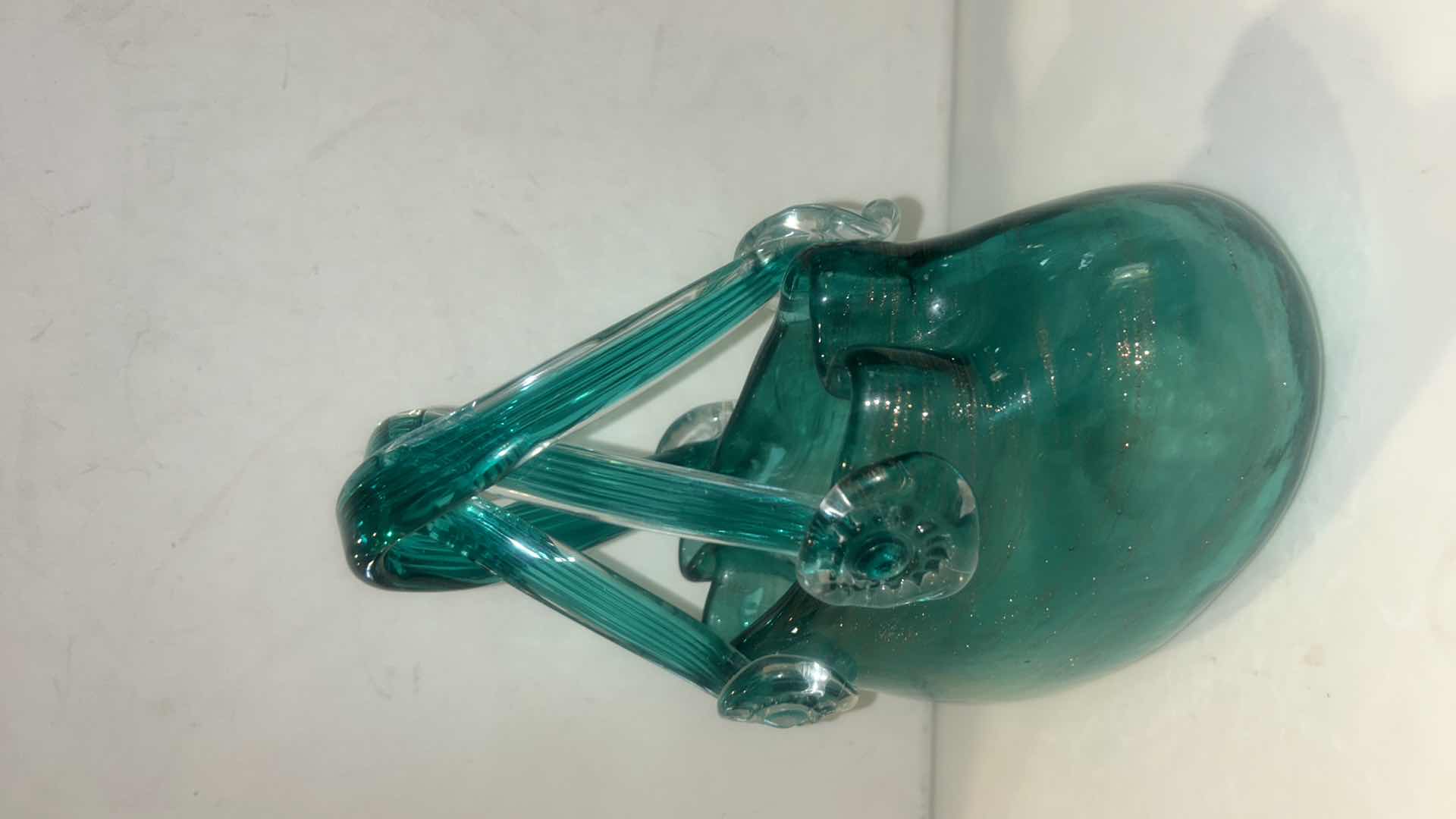 Photo 1 of TEAL HAND BLOWN ART GLASS PURSE  H9”