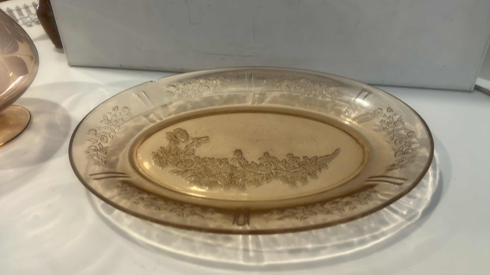 Photo 1 of AMBER AND PEACH TONED GLASSWARE H7.75”