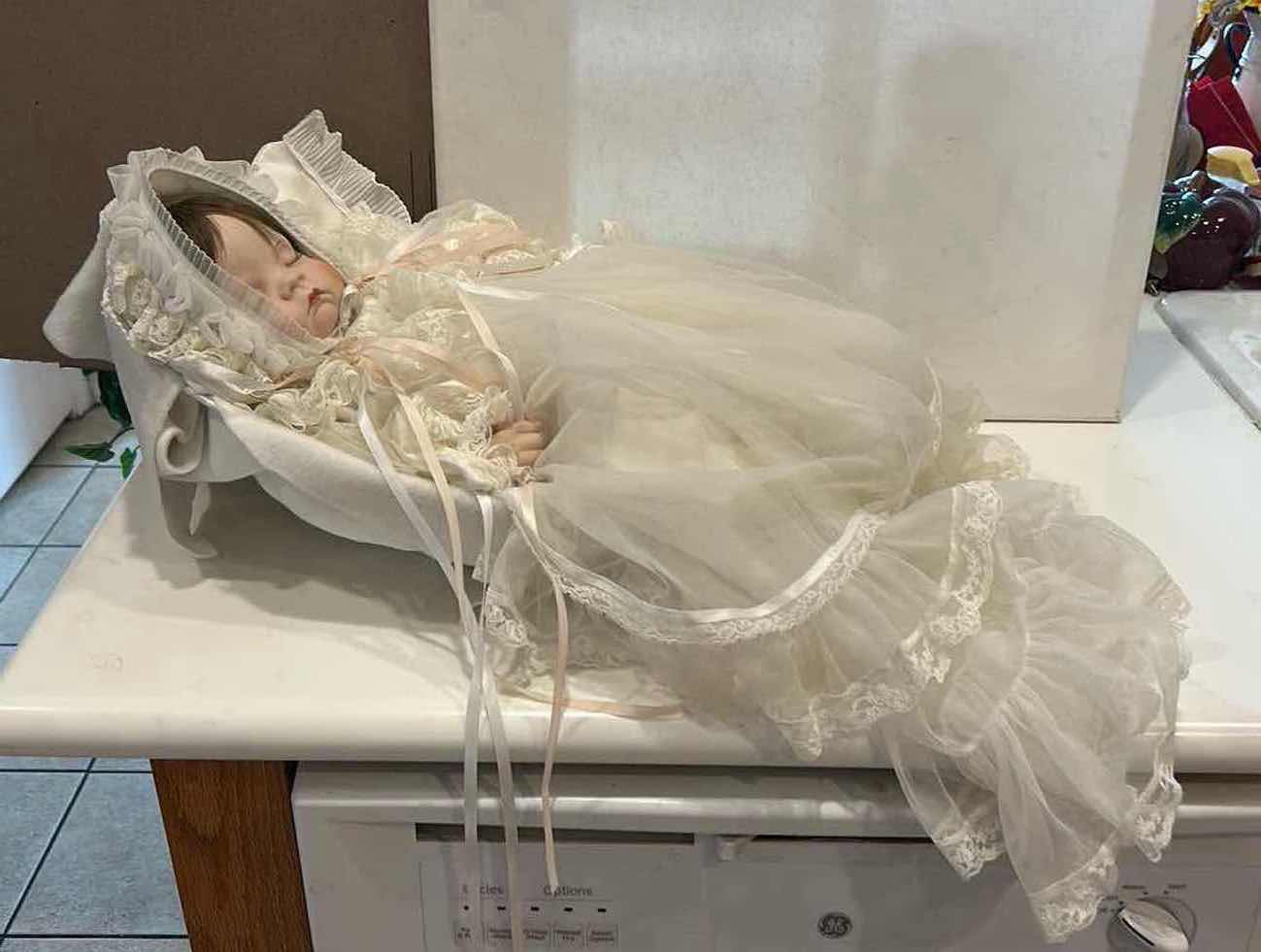 Photo 1 of VINTAGE PORCELAIN SLEEPING BABY DOLL H18”