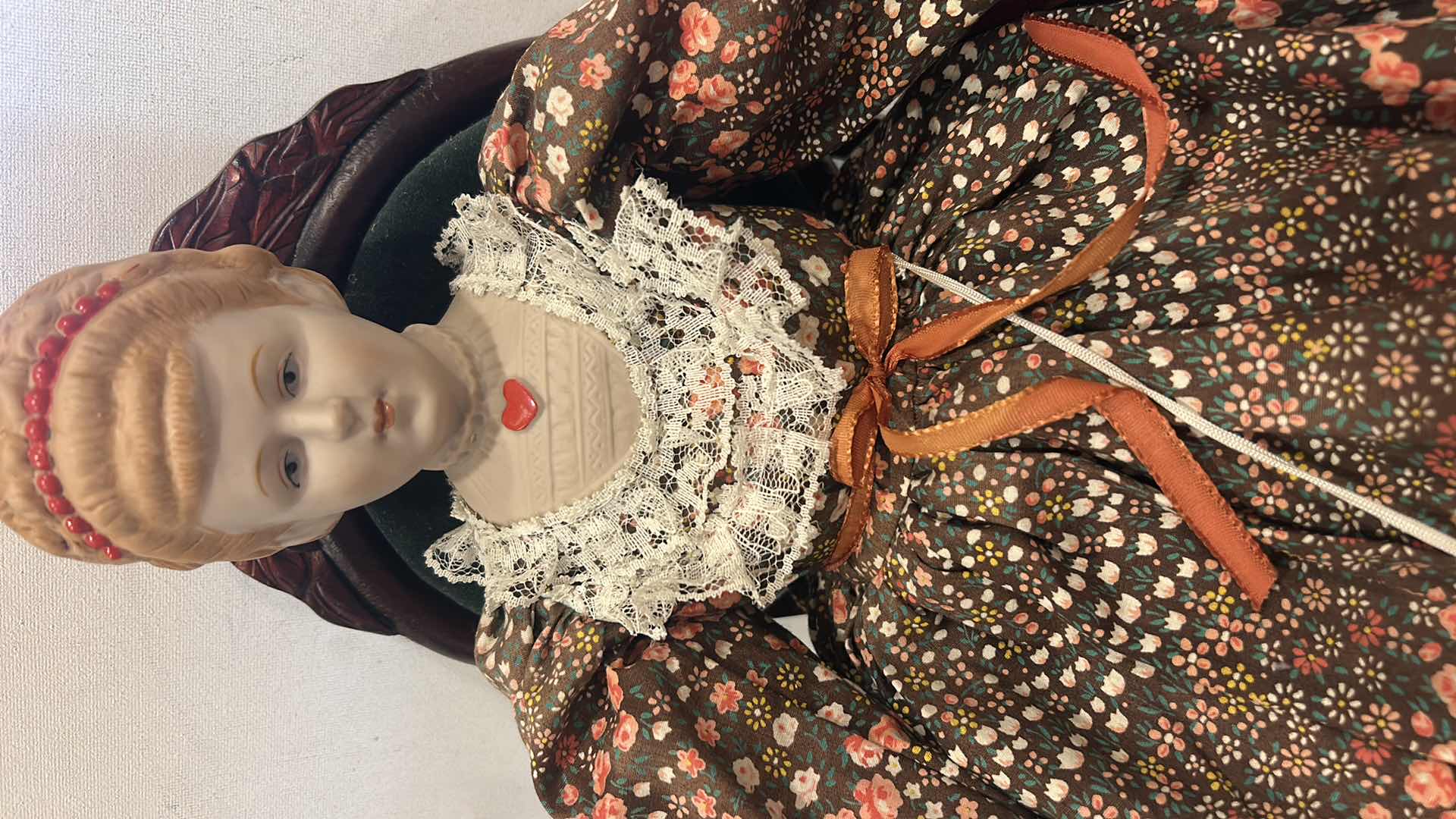 Photo 1 of VINTAGE SHACKMAN DELUXE HAND DRESSED FINE BISQUE REPLICA DOLL H 19” W CHAIR $65