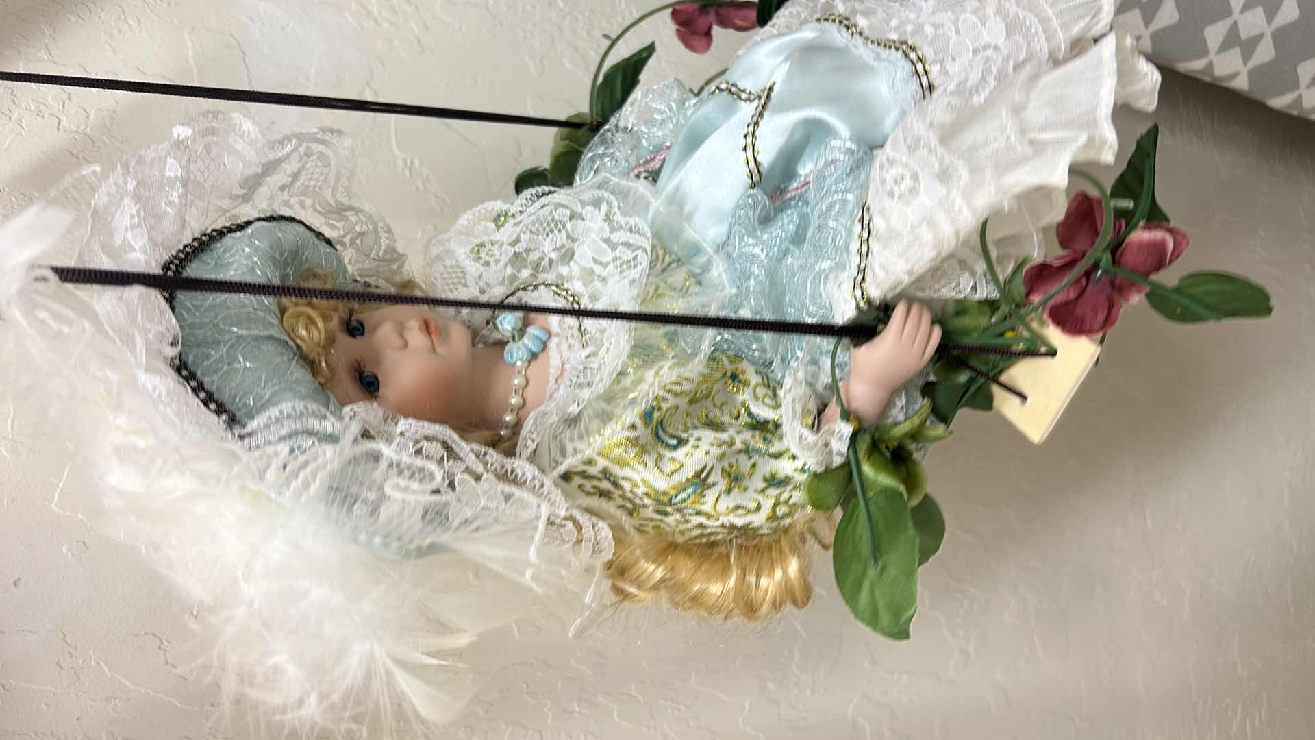 Photo 1 of VINTAGE VICTORIAN-STYLE PORCELAIN SWING DOLL H18” $45