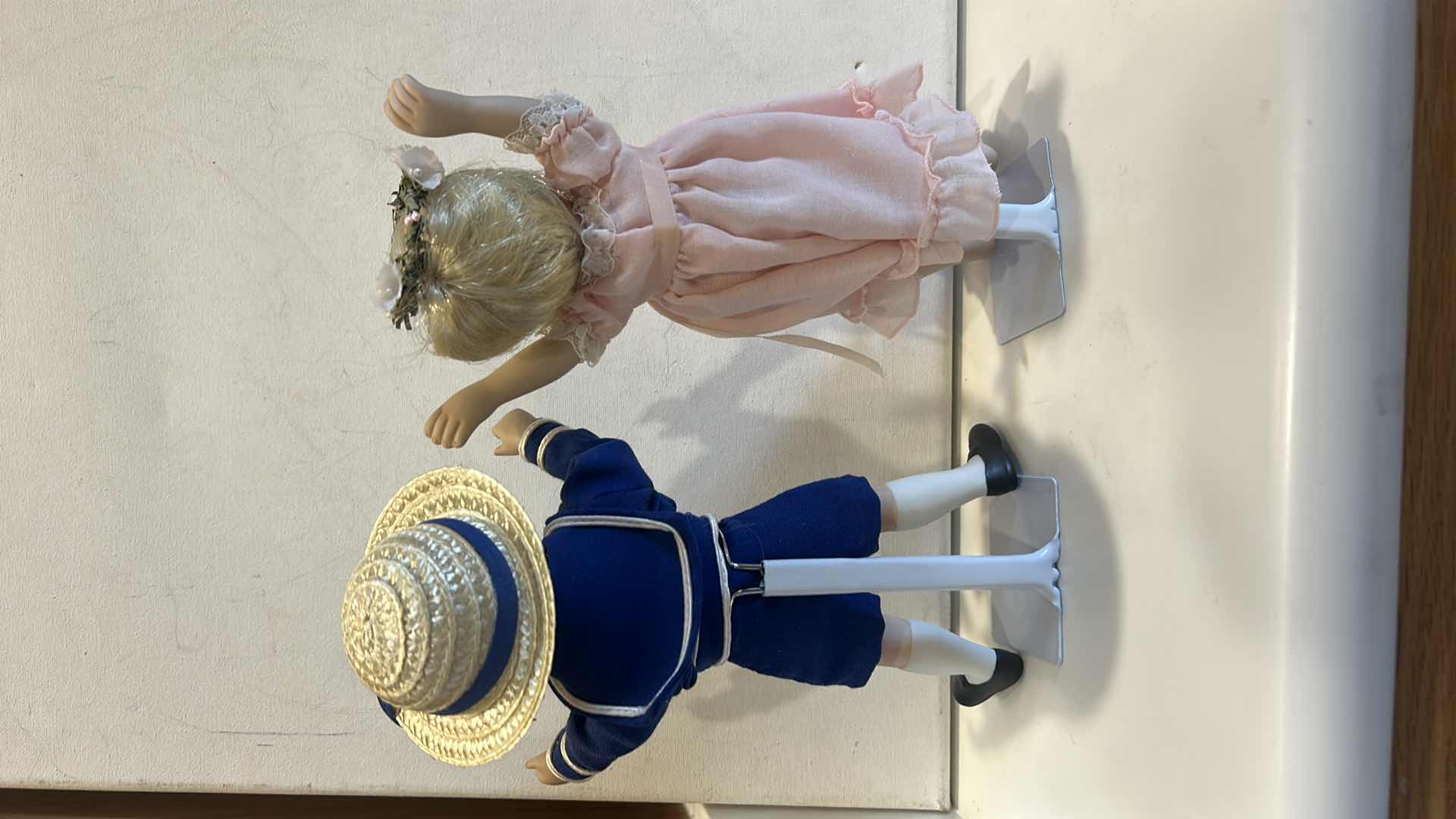 Photo 1 of 2 VINTAGE PORCELAIN MAYPOLE DANCING DOLLS H9”