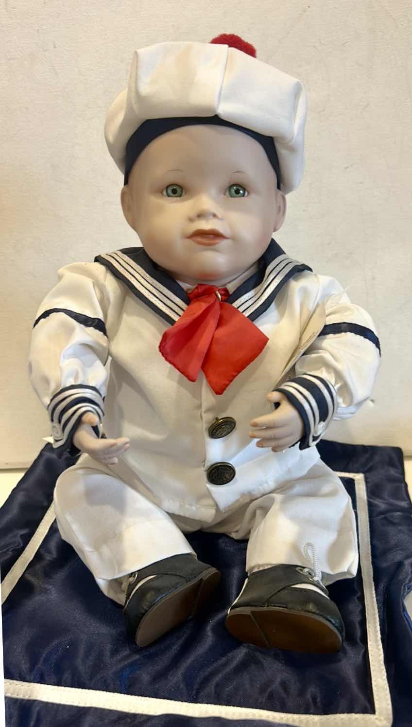 Photo 1 of VINTAGE ASHTON DRAKE GALLERIES PORCELAIN BABY DOLL,  MATTHEW BY ARTIST TITUS TOMESCU  $60 H10”
