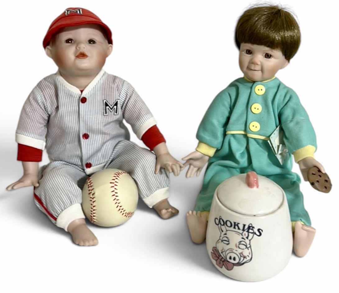 Photo 1 of 2 COLLECTIBLE PORCELAIN DOLLS (SITTING 9”) $150