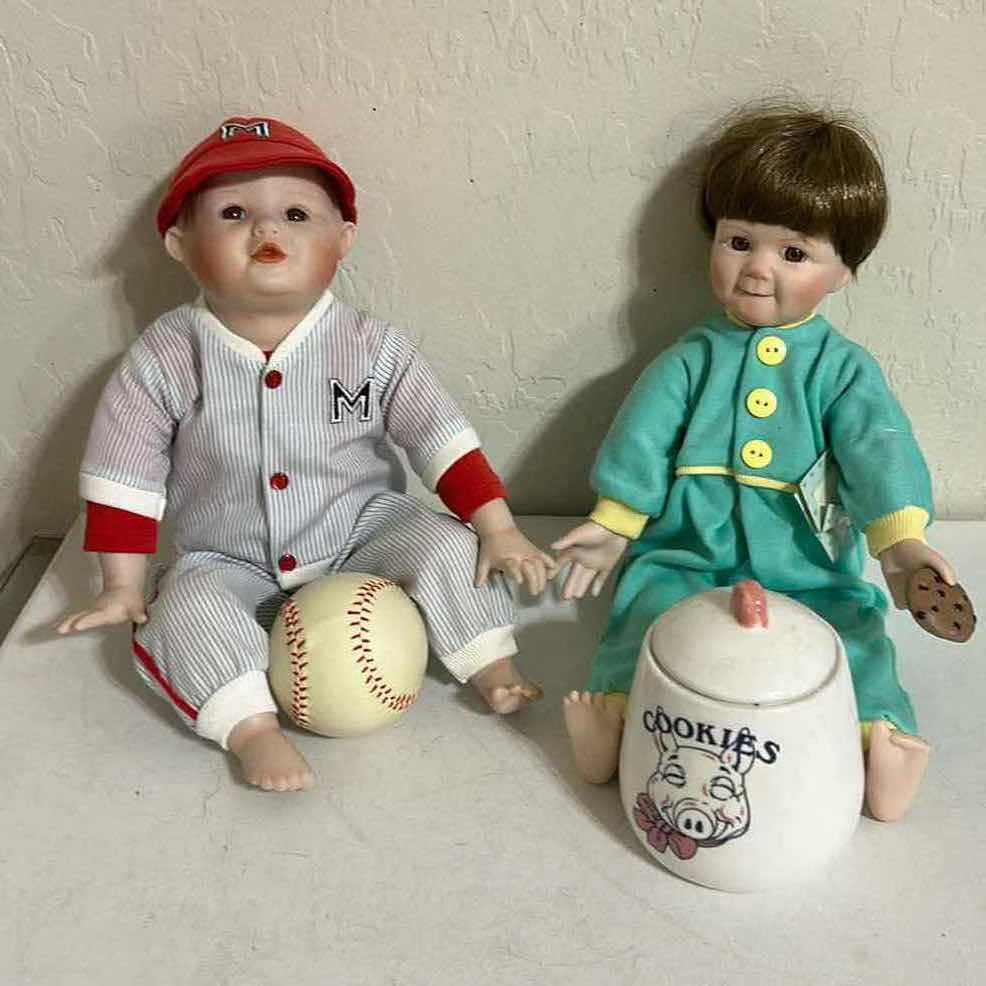 Photo 1 of 2 COLLECTIBLE PORCELAIN DOLLS (SITTING 9”) $150