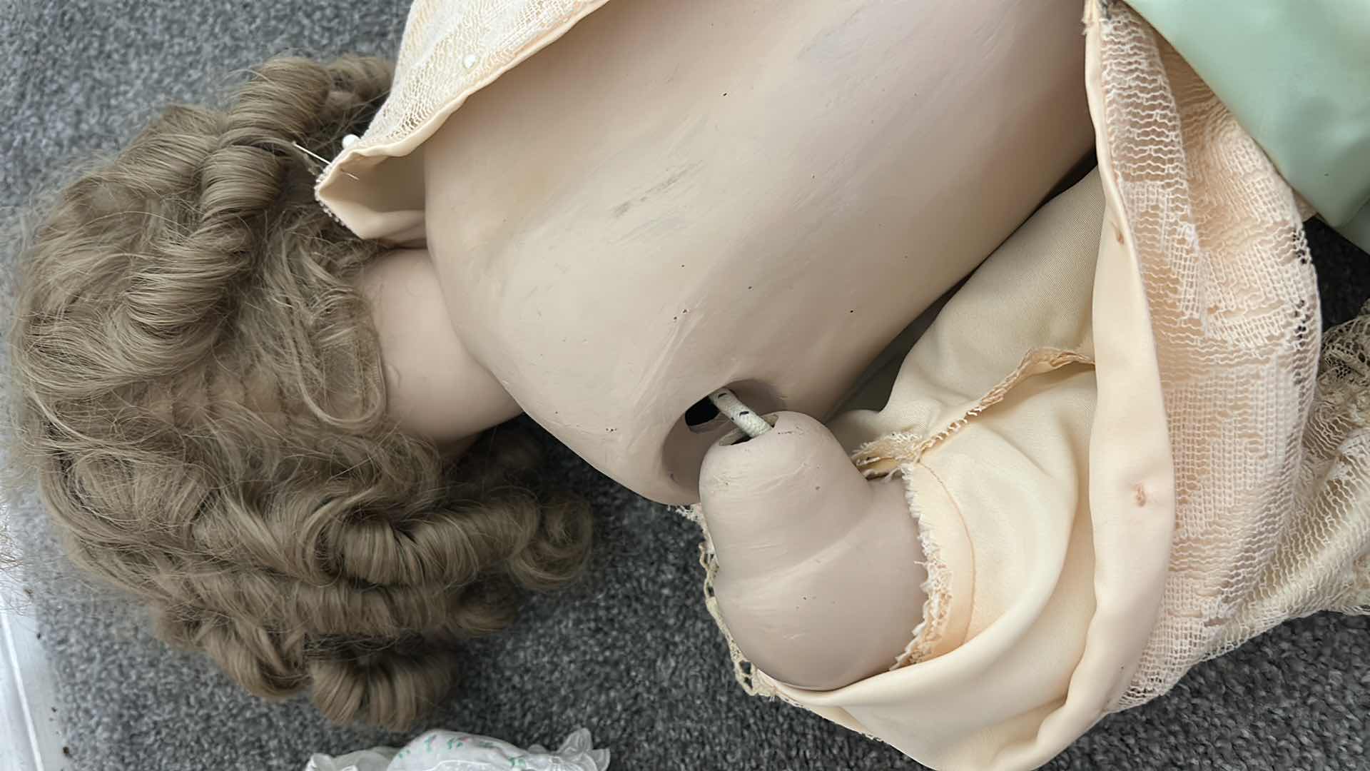 Photo 1 of TALL ANTIQUE STYLE PORCELAIN COLLECTOR DOLL H 38”