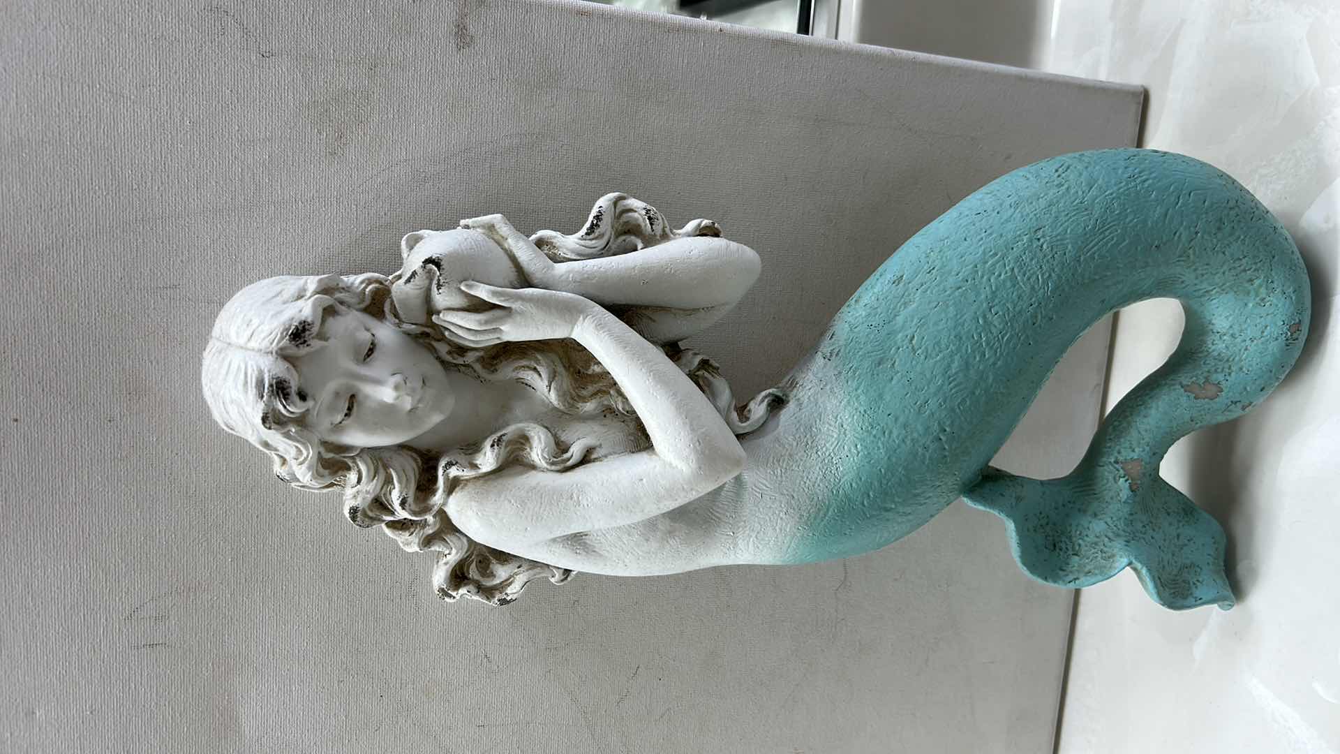 Photo 1 of TWO DECORATIVE MERMAID FIGURINES (TALLEST 18”)