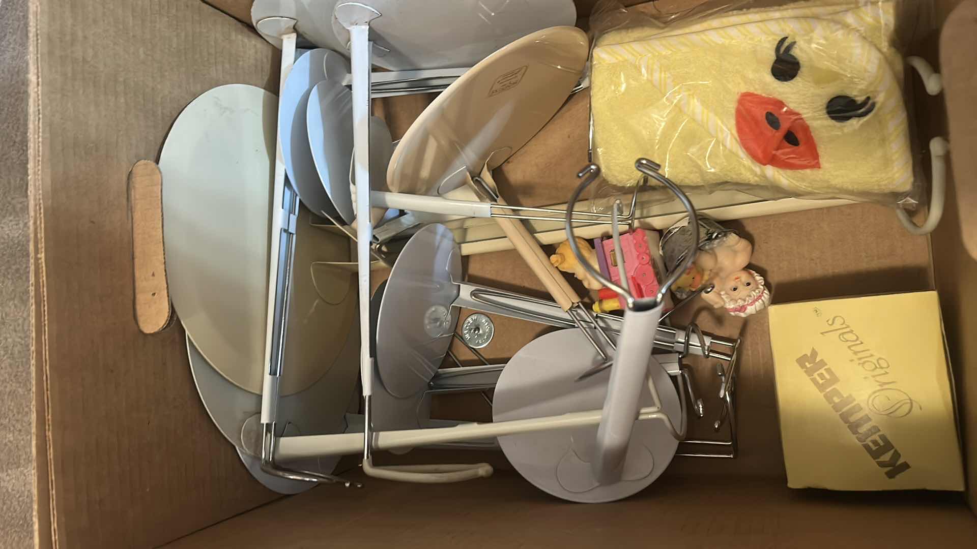Photo 1 of BOX OF DOLL CLOTHES, AND DOLL STANDS