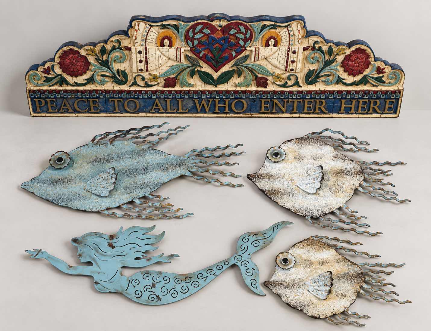 Photo 1 of HOME DECOR- METAL FISH, MERMAID & WOOD PLAQUE