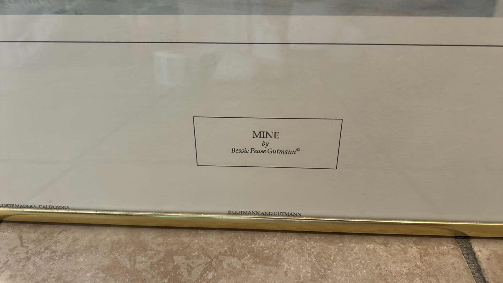 Photo 1 of FRAMED 1991 OFFSET LITHOGRAPH PRINT TITLED "MINE" BY AMERICAN ILLUSTRATOR BESSIE PEASE GUTMANN (1876–1960). ARTWORK 18 1/2” x 20.5”