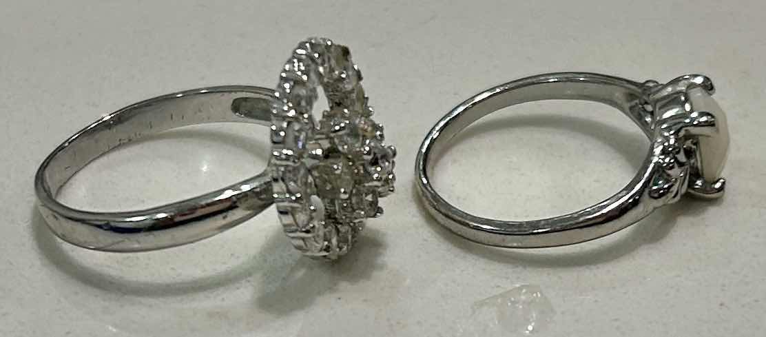 Photo 1 of 2 SILVER TONE RINGS ( 1 STAMPED 14K GP) EST SIZE 7