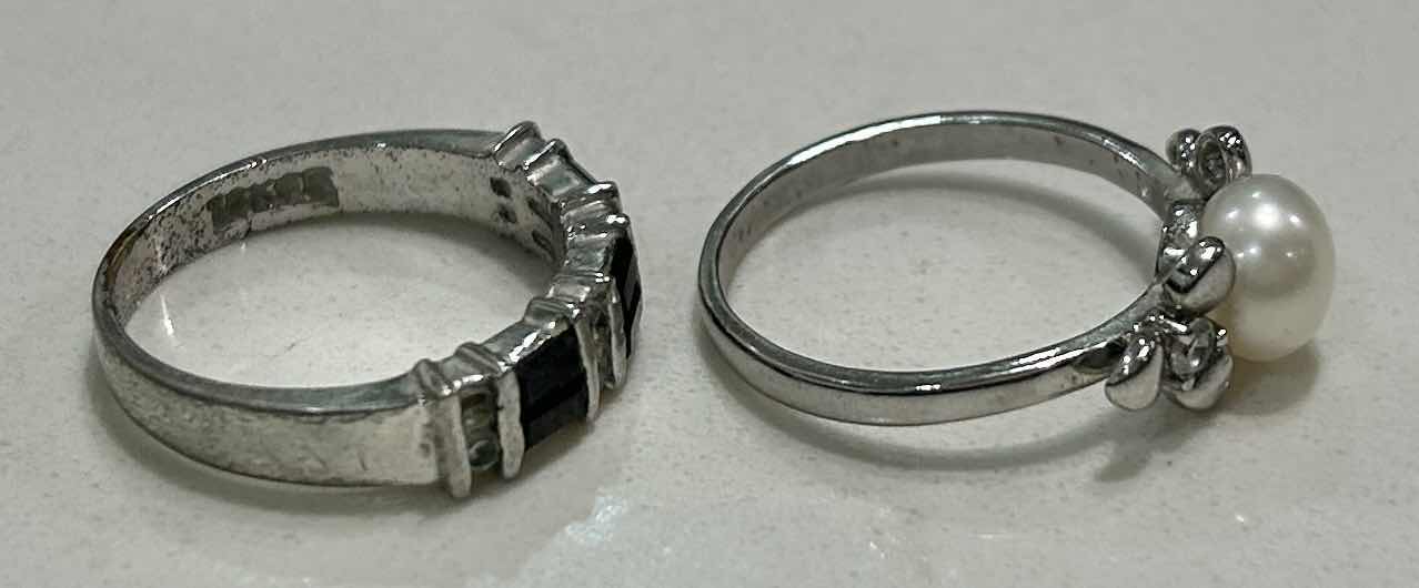 Photo 1 of 2 SILVER TONE RINGS (1 STAMPED 18K GOLD PLATED) EST SIZE 7