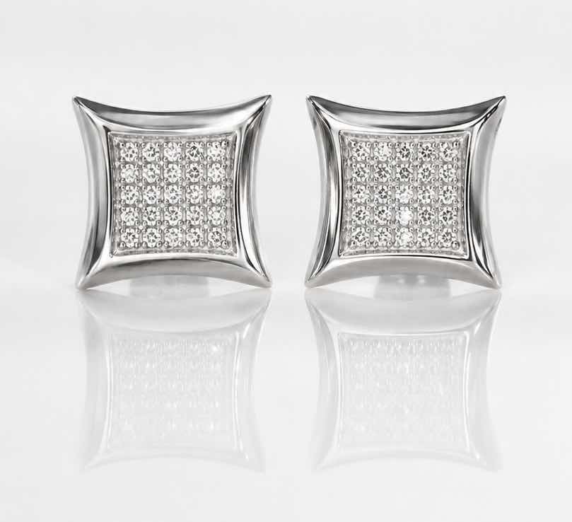 Photo 1 of 14K WHITE GOLD 0.60 CTW DIAMOND EARRINGS 3G (EST SIZE 6-7) #9