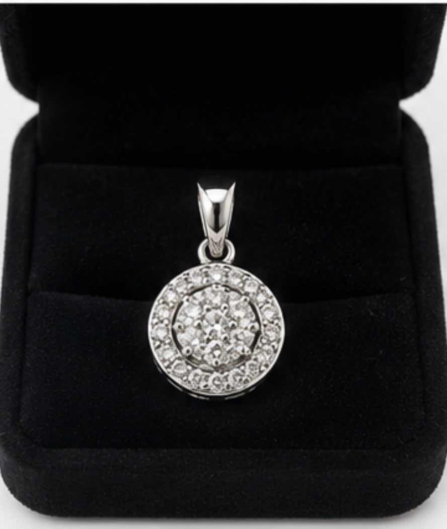 Photo 1 of 14K WHITE GOLD 0.55 DIAMOND PENDANT 2.16 G W APPRAISAL #2030 $3995