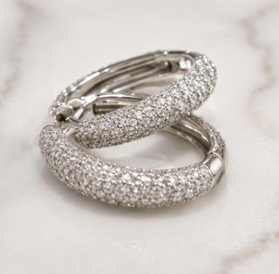 View 3 of 14K WHITE GOLD 1.25 CTW DIAMOND EARRINGS 5.10 G W APPRAISAL #2024