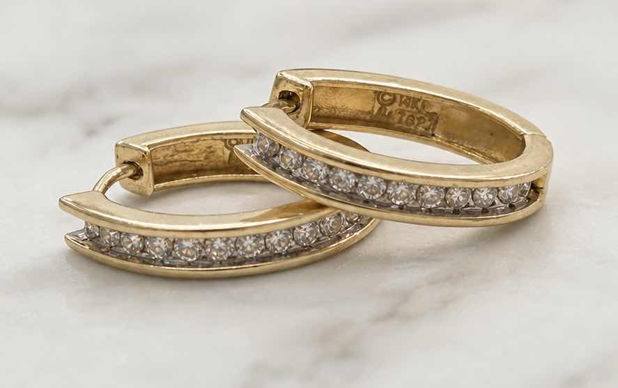 View 3 of 14K YELLOW GOLD 0.75 CTW DIAMOND EARRINGS 5.03G W APPRAISAL #2035 $4895