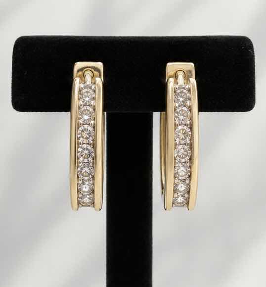 Photo 1 of 14K YELLOW GOLD 0.75 CTW DIAMOND EARRINGS 5.03G W APPRAISAL #2035