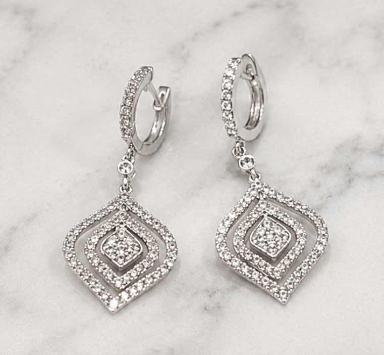 Photo 1 of 14K WHITE GOLD 0.75CTW DIAMOND EARRINGS 5G  #10