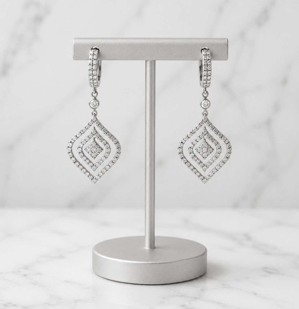 Photo 1 of 14K WHITE GOLD 0.75CTW DIAMOND EARRINGS 5G  #10