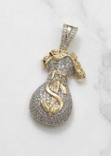 Photo 1 of 10K YELLOW GOLD $ SIGN 0.50 CTW DIAMOND PENDANT 4.5 G #5