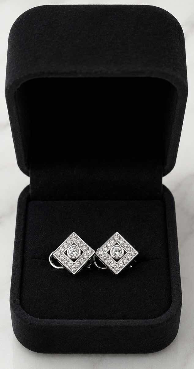 Photo 1 of 14K WHITE GOLD  1CTW DIAMOND EARRINGS 6.5G #6