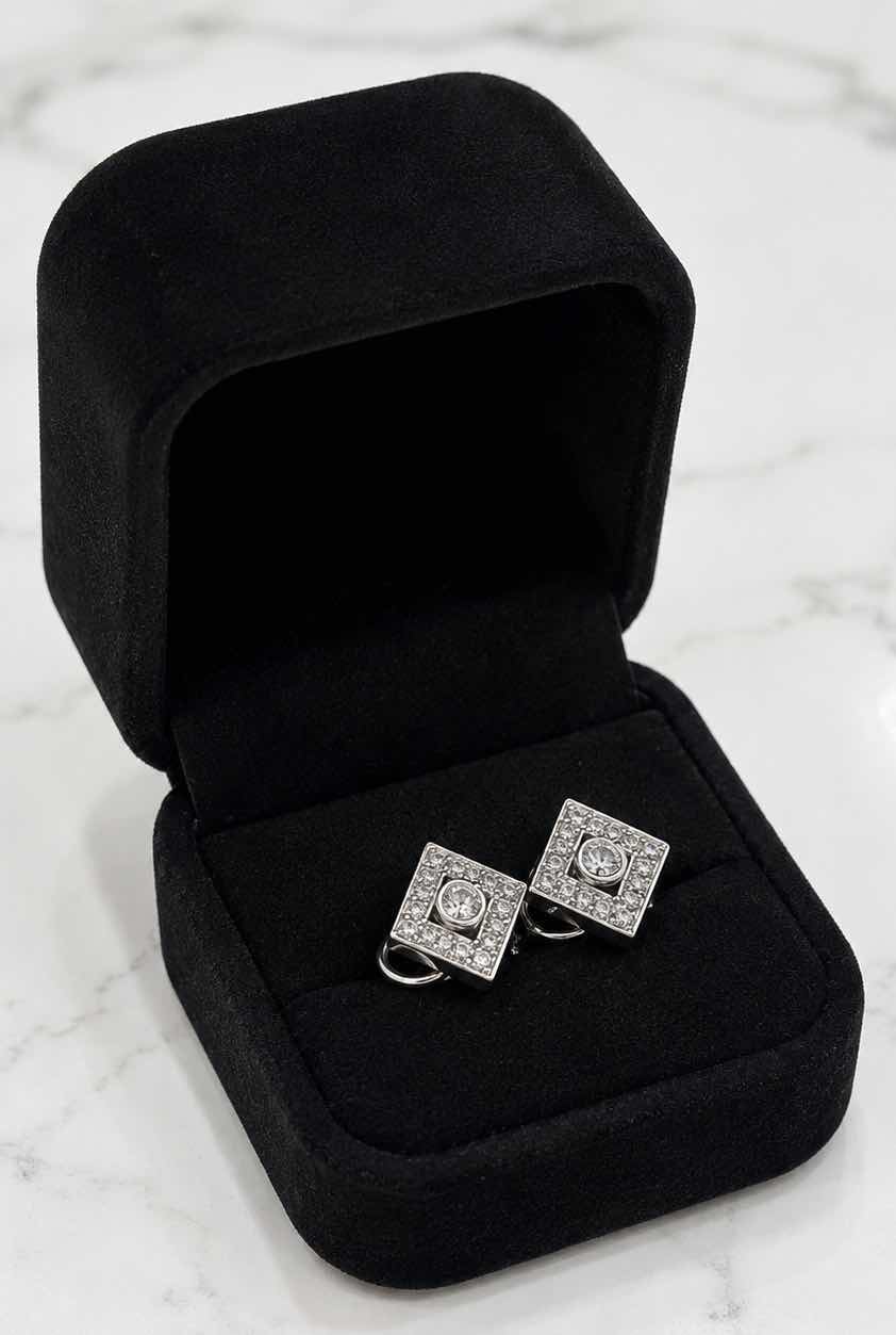 Photo 1 of 14K WHITE GOLD  1CTW DIAMOND EARRINGS 6.5G #6