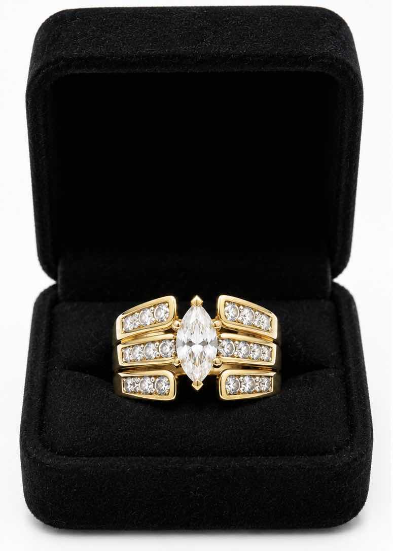 Photo 1 of 14K YELLOW GOLD DIAMOND MARQUEE RING TTL 2CTW DIAMONDS 8G (SIZE 6–7) #21, $4010