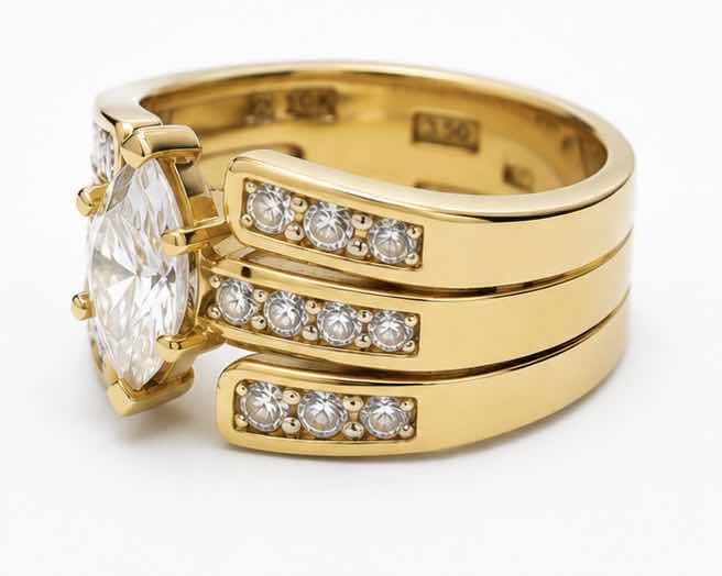 Photo 1 of 14K YELLOW GOLD DIAMOND MARQUEE RING TTL 2CTW DIAMONDS 8G (SIZE 6–7) #21, $4010
