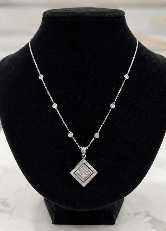 Photo 1 of 14K WHITE GOLD 1.5 CTW DIAMOND NECKLACE 6.6 G #15