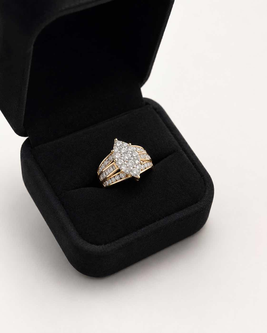 Photo 1 of 14K YELLOW GOLD .60CTW PRINCESS CUT DIAMOND RING TTL DIAMONDS 1.5 CT 6.3G. (EST SIZE 6-7)  #22 $4000