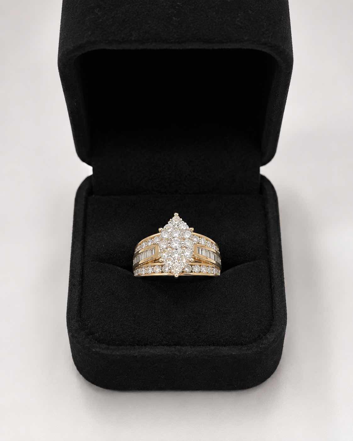 Photo 1 of 14K YELLOW GOLD .60CTW PRINCESS CUT DIAMOND RING TTL DIAMONDS 1.5 CT 6.3G. (EST SIZE 6-7)  #22 $4000