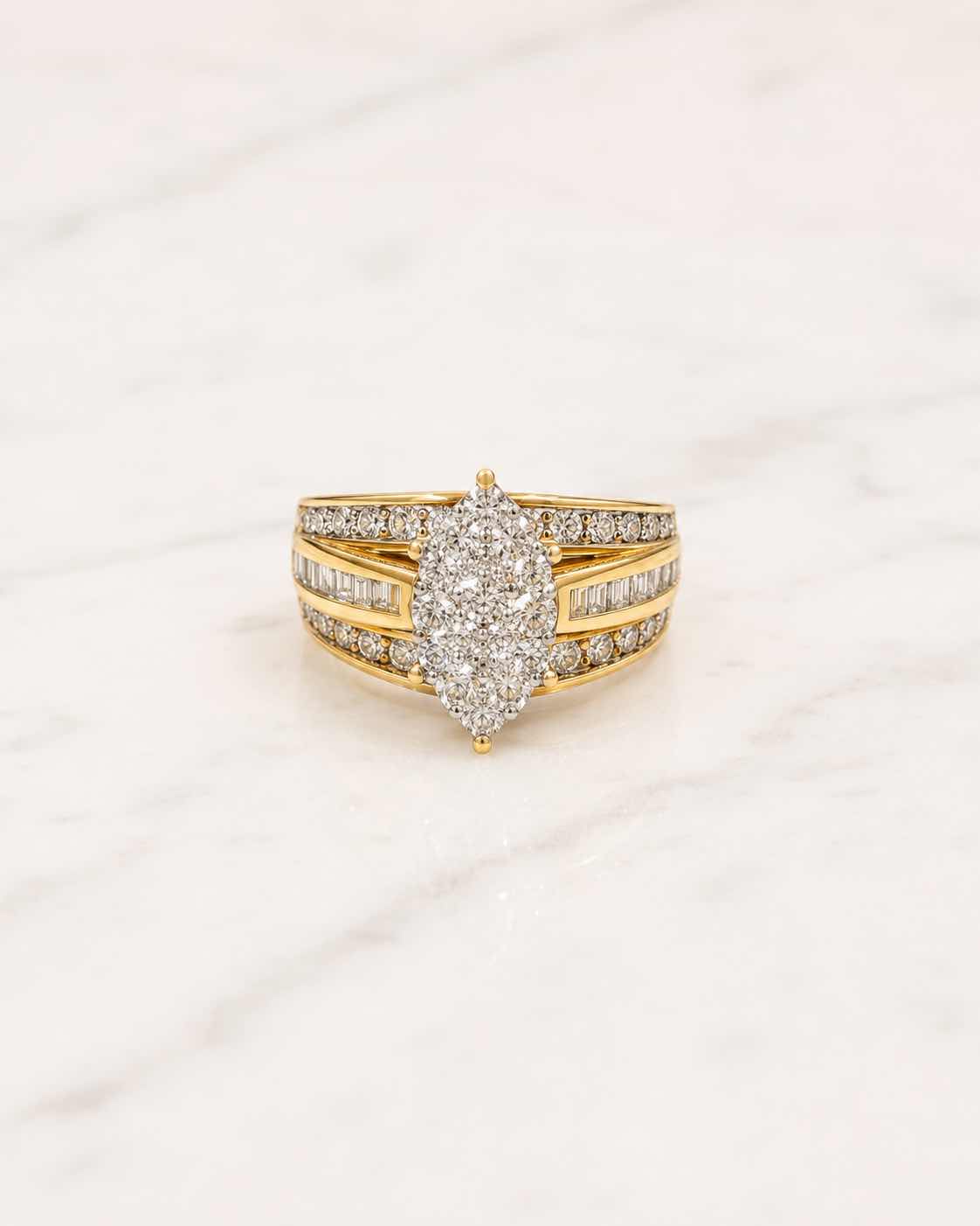 Photo 1 of 14K YELLOW GOLD .60CTW PRINCESS CUT DIAMOND RING TTL DIAMONDS 1.5 CT 6.3G. (EST SIZE 6-7)  #22 $4000