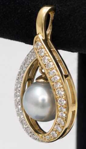 Photo 1 of 18K TWO-TONE YELLOW GOLD PEARL/DIAMOND PENDANT .6 0CTW DIAMOND 7.49 G W APPRAISAL #2016