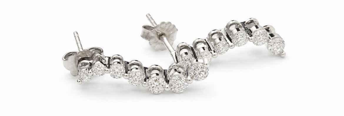 Photo 1 of 14K WHITE GOLD 1CTW DIAMOND EARRINGS 2.47 G W APPRAISAL #2027