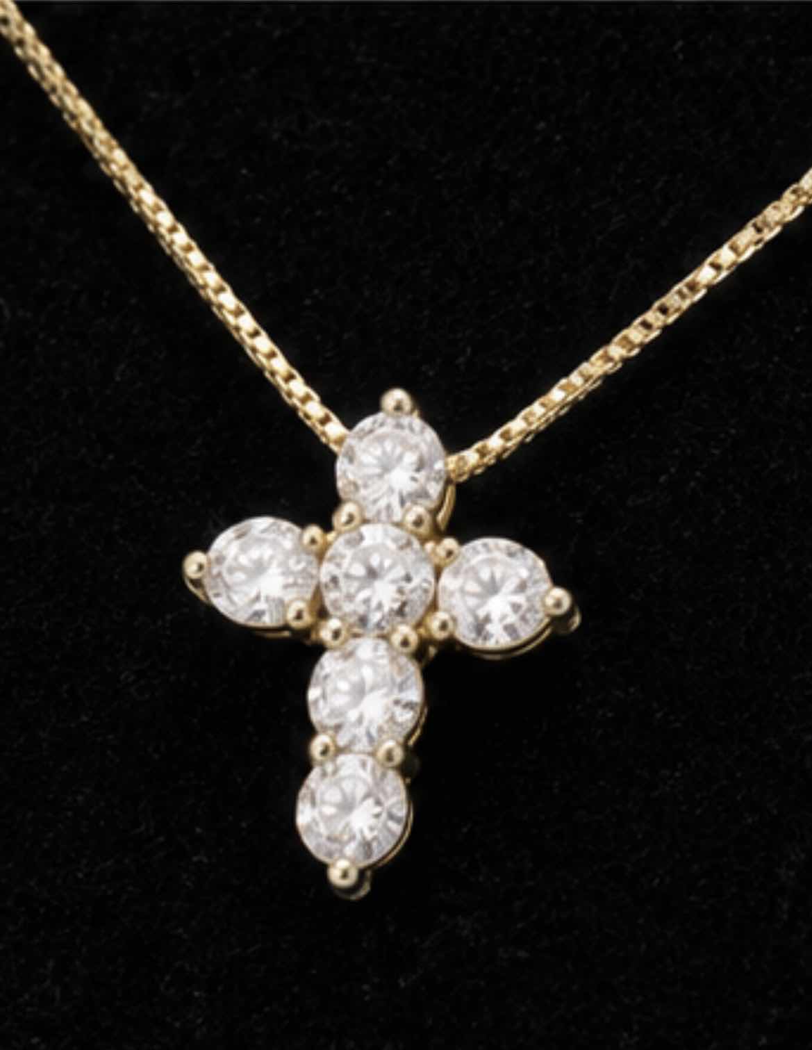 Photo 1 of 14K YELLOW GOLD 1.5 CTW DIAMOND CROSS PENDANT NECKLACE 5G #9
