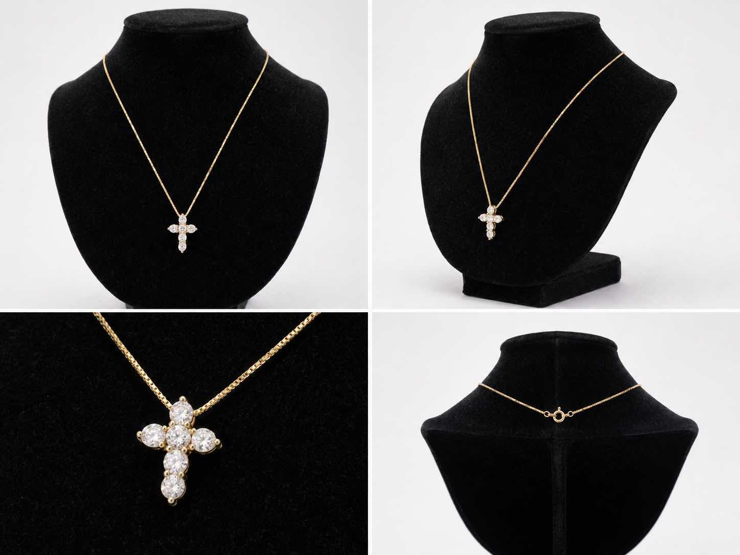 Photo 1 of 14K YELLOW GOLD 1.5 CTW DIAMOND CROSS PENDANT NECKLACE 5G #9