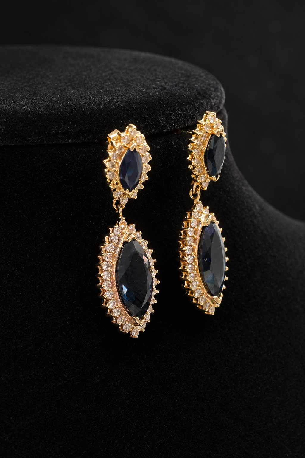 Photo 1 of 14K YELLOW GOLD W 2CTW DIAMONDS AND 8CTW SAPPHIRE, EARRINGS 8G  #7